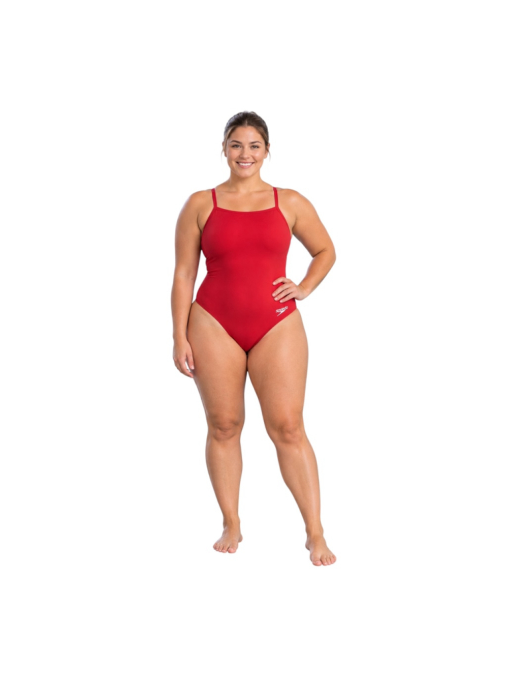 NWT Speedo Pro LT Team Red Strappy Open Back One Piece Swimsuit Size 14